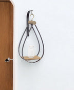 Set of Two Black Brown And Clear Cylinder Glass Metal And Wood Wall Vase  Warm Home View