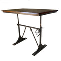 Adjustable Height Brown and Black Solid Wood and Iron Writing Desk  Warm Home View