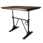 Adjustable Height Brown and Black Solid Wood and Iron Writing Desk  Warm Home View