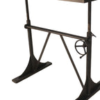 Adjustable Height Brown and Black Solid Wood and Iron Writing Desk  Warm Home View