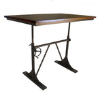 Adjustable Height Brown and Black Solid Wood and Iron Writing Desk  Warm Home View