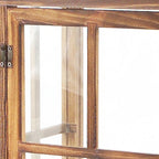 Set of Two Natural and Black Glass Wood and Metal Floor Lantern Candle Holders  Warm Home View