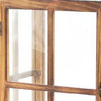 Set of Two Natural and Black Glass Wood and Metal Floor Lantern Candle Holders  Warm Home View