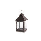 Set of Two Black Geometric Iron And Glass Floor Lantern Candle Holders  Warm Home View