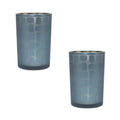 Set of Two Navy Blue Abstract Glass Tabletop Tealight Candle Holders  Warm Home View