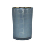Set of Two Navy Blue Abstract Glass Tabletop Tealight Candle Holders  Warm Home View