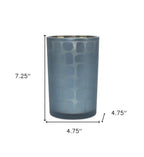 Set of Two Navy Blue Abstract Glass Tabletop Tealight Candle Holders  Warm Home View