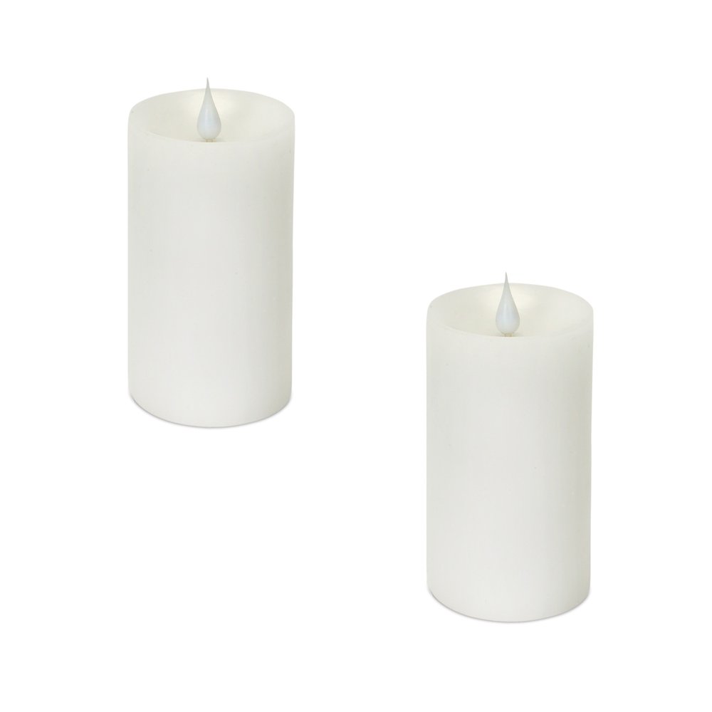 Set of Two White Flameless Pillar Candle  Warm Home View