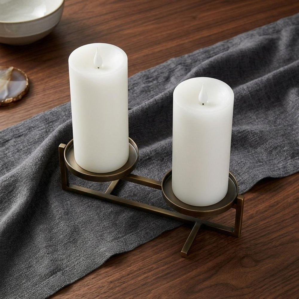 Set of Two White Flameless Pillar Candle  Warm Home View