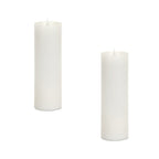 Set of Two White Flameless Pillar Candles  Warm Home View