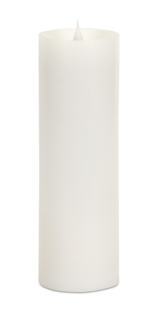 Set of Two White Flameless Pillar Candles  Warm Home View