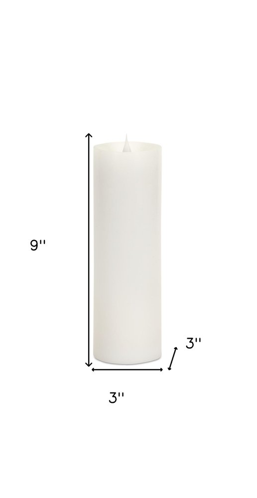 Set of Two White Flameless Pillar Candles  Warm Home View