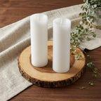 Set of Two White Flameless Pillar Candles  Warm Home View