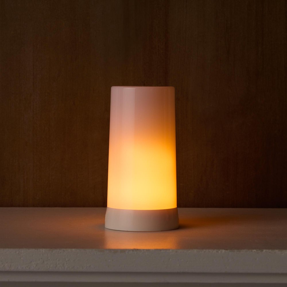 Set of Two White Flameless Pillar Candle  Warm Home View