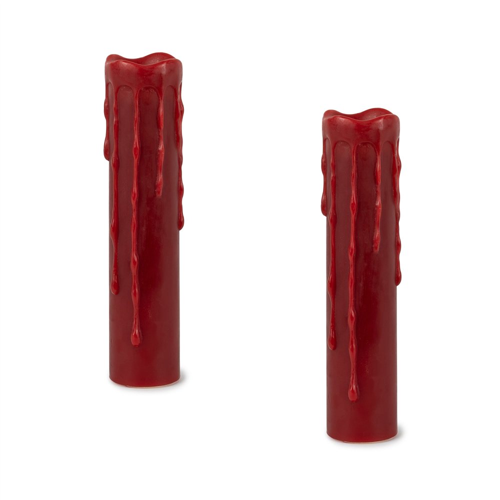 Set of Two Red Flameless Pillar Candle  Warm Home View