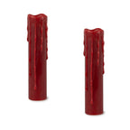 Set of Two Red Flameless Pillar Candle  Warm Home View