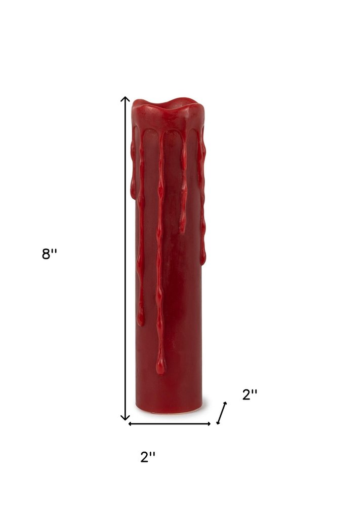 Set of Two Red Flameless Pillar Candle  Warm Home View