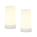 Set of Two White Flameless Pillar Candles  Warm Home View