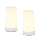 Set of Two White Flameless Pillar Candles  Warm Home View
