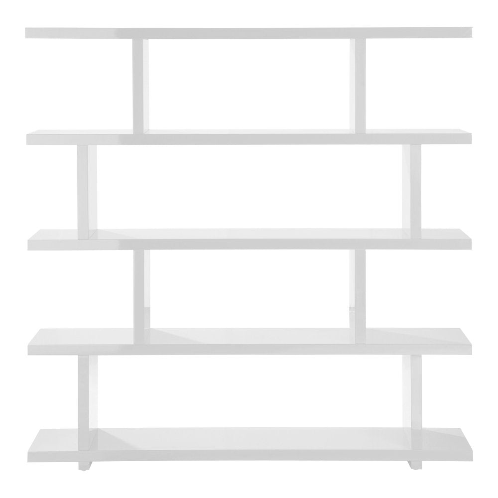 White Wood Five Tier Bookcase  Warm Home View