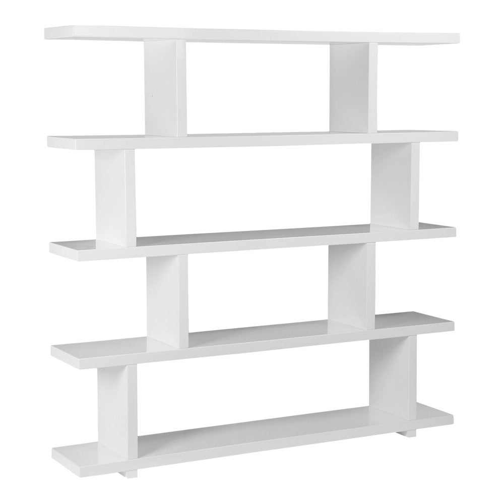 White Wood Five Tier Bookcase  Warm Home View