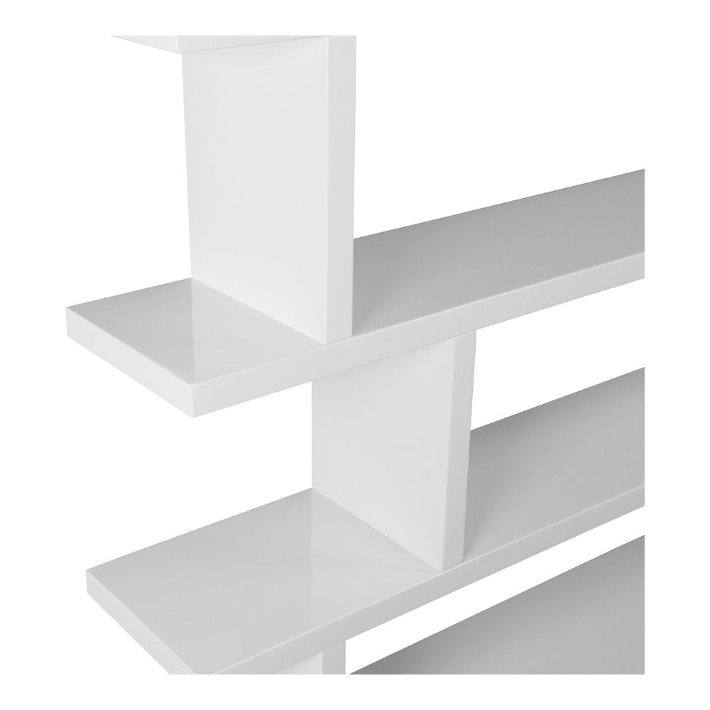 White Wood Five Tier Bookcase  Warm Home View