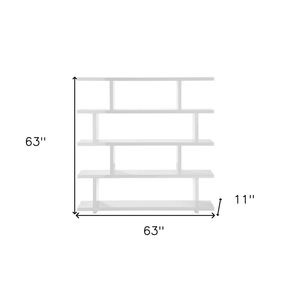White Wood Five Tier Bookcase  Warm Home View