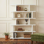 White Wood Five Tier Bookcase  Warm Home View