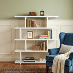 White Wood Five Tier Bookcase  Warm Home View