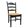Straw and Black Solid Wood and Rush Ladder Back Dining Side Chair  Warm Home View
