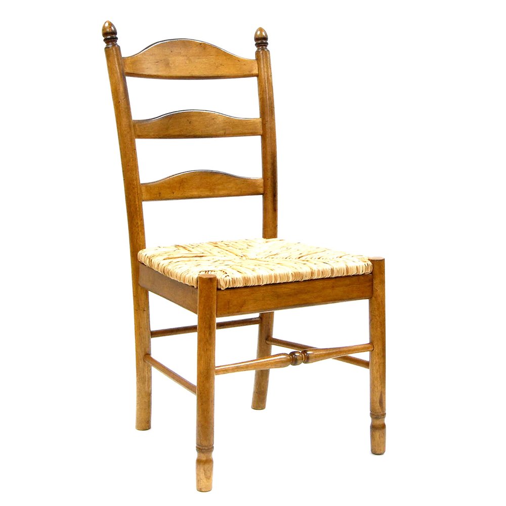 Straw And Brown Wood Ladder Back Dining Side Chair  Warm Home View