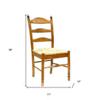Straw And Brown Wood Ladder Back Dining Side Chair  Warm Home View