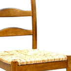 Straw And Brown Wood Ladder Back Dining Side Chair  Warm Home View