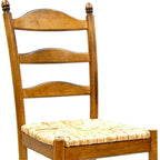 Straw And Brown Wood Ladder Back Dining Side Chair  Warm Home View