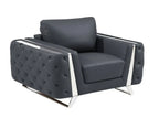 Faux Leather Tufted Club Chair, Dark Gray/Silver, 1-Piece  Warm Home View