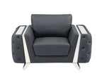 Faux Leather Tufted Club Chair, Dark Gray/Silver, 1-Piece  Warm Home View