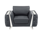 50" Dark Gray And Silver Faux Leather Tufted Club Chair  Warm Home View