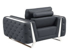 Faux Leather Tufted Club Chair, Dark Gray/Silver, 1-Piece  Warm Home View