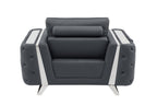50" Dark Gray And Silver Faux Leather Tufted Club Chair  Warm Home View
