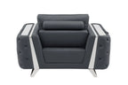 Faux Leather Tufted Club Chair, Dark Gray/Silver, 1-Piece  Warm Home View
