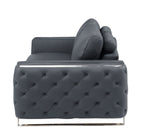 50" Dark Gray And Silver Faux Leather Tufted Club Chair  Warm Home View
