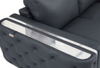 50" Dark Gray And Silver Faux Leather Tufted Club Chair  Warm Home View