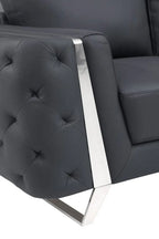 Faux Leather Tufted Club Chair, Dark Gray/Silver, 1-Piece  Warm Home View