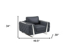 Faux Leather Tufted Club Chair, Dark Gray/Silver, 1-Piece  Warm Home View