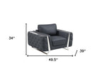 50" Dark Gray And Silver Faux Leather Tufted Club Chair  Warm Home View