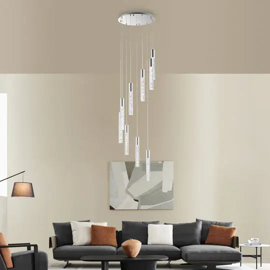 Sparkling Night Cylinder Chandelier // 9 Light  Warm Home View