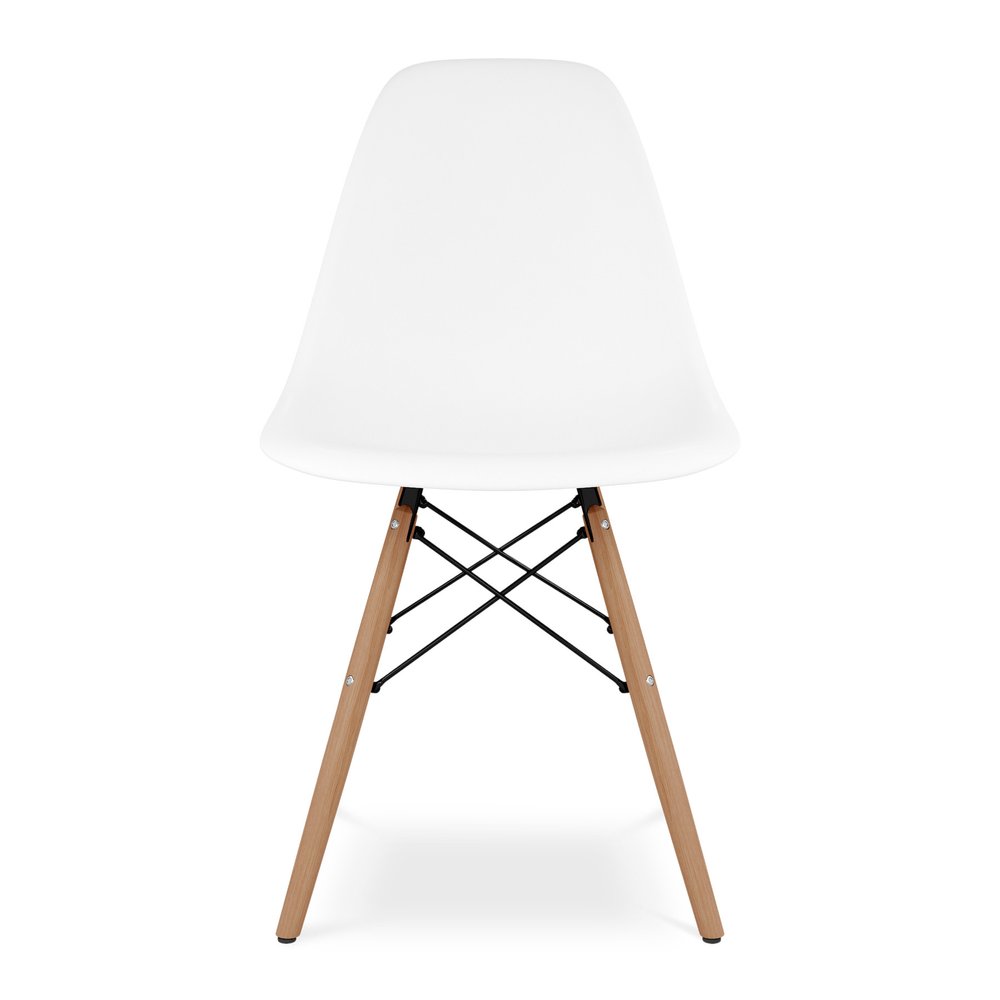 White And Natural Heavy Duty Plastic And Wood Dining Side Chair  Warm Home View
