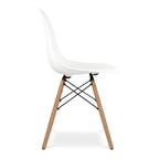 White And Natural Heavy Duty Plastic And Wood Dining Side Chair  Warm Home View