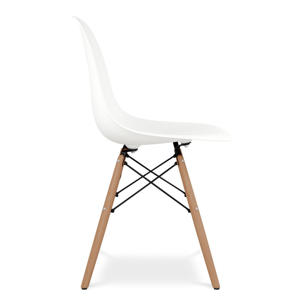 White And Natural Heavy Duty Plastic And Wood Dining Side Chair  Warm Home View