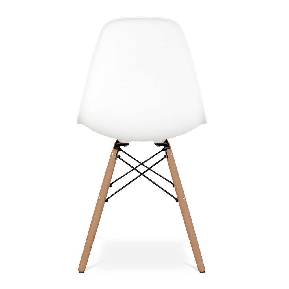 White And Natural Heavy Duty Plastic And Wood Dining Side Chair  Warm Home View